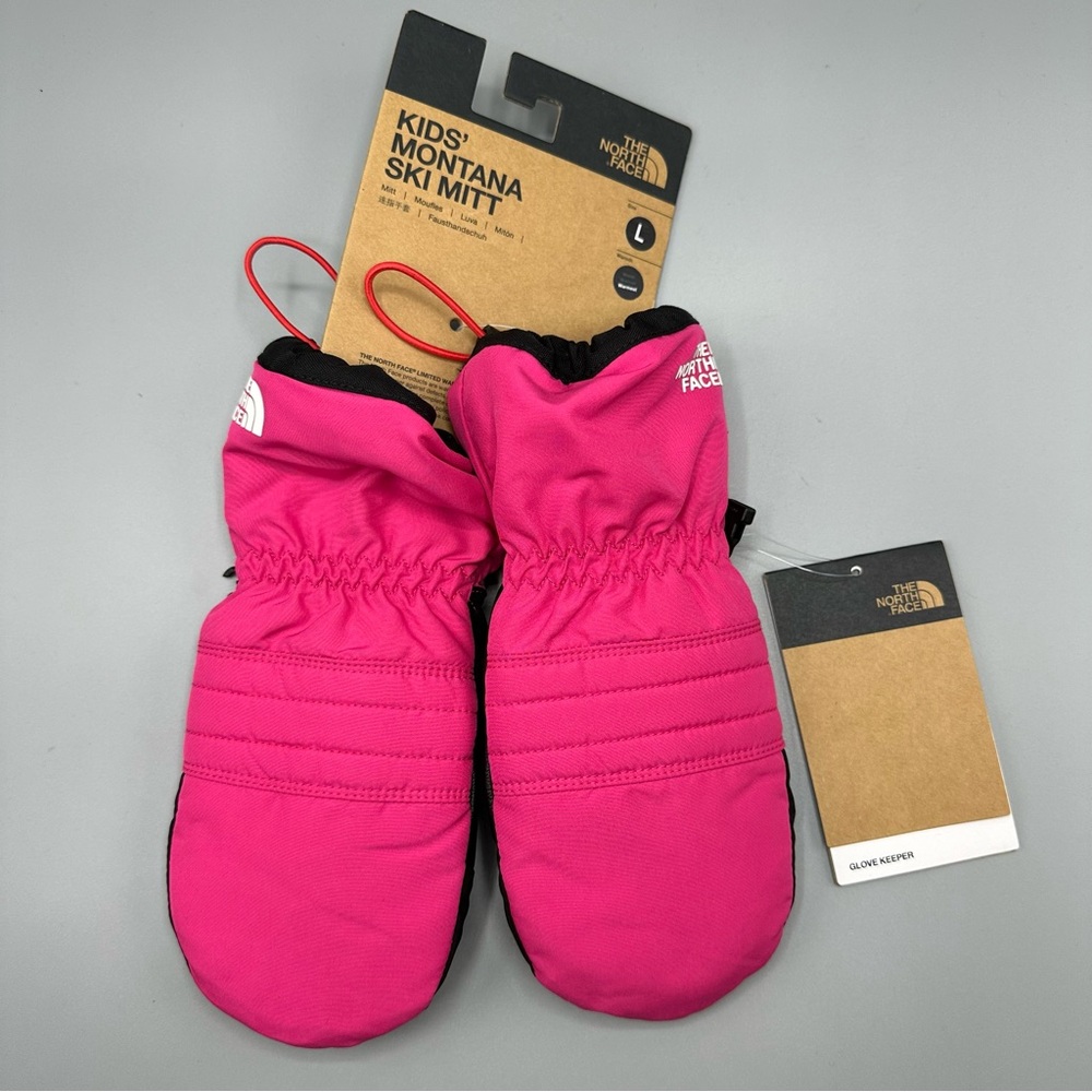 The North Face Montana Ski Mitt Kids Girls Sz L Pink Black Warmest Mittens